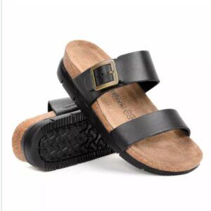 NWT Aerothotic Florence Leather Wedge Platform Sandals Black Size 38 / Size 7.5